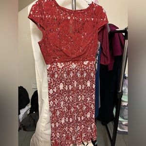 Anthropologie maroon lace floral dress. Size 4.